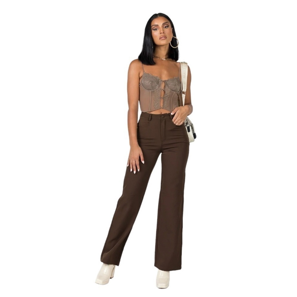 Princess Polly Lulu Pants Women’s 8 US Brown High Waisted Straight‎ Leg NWT